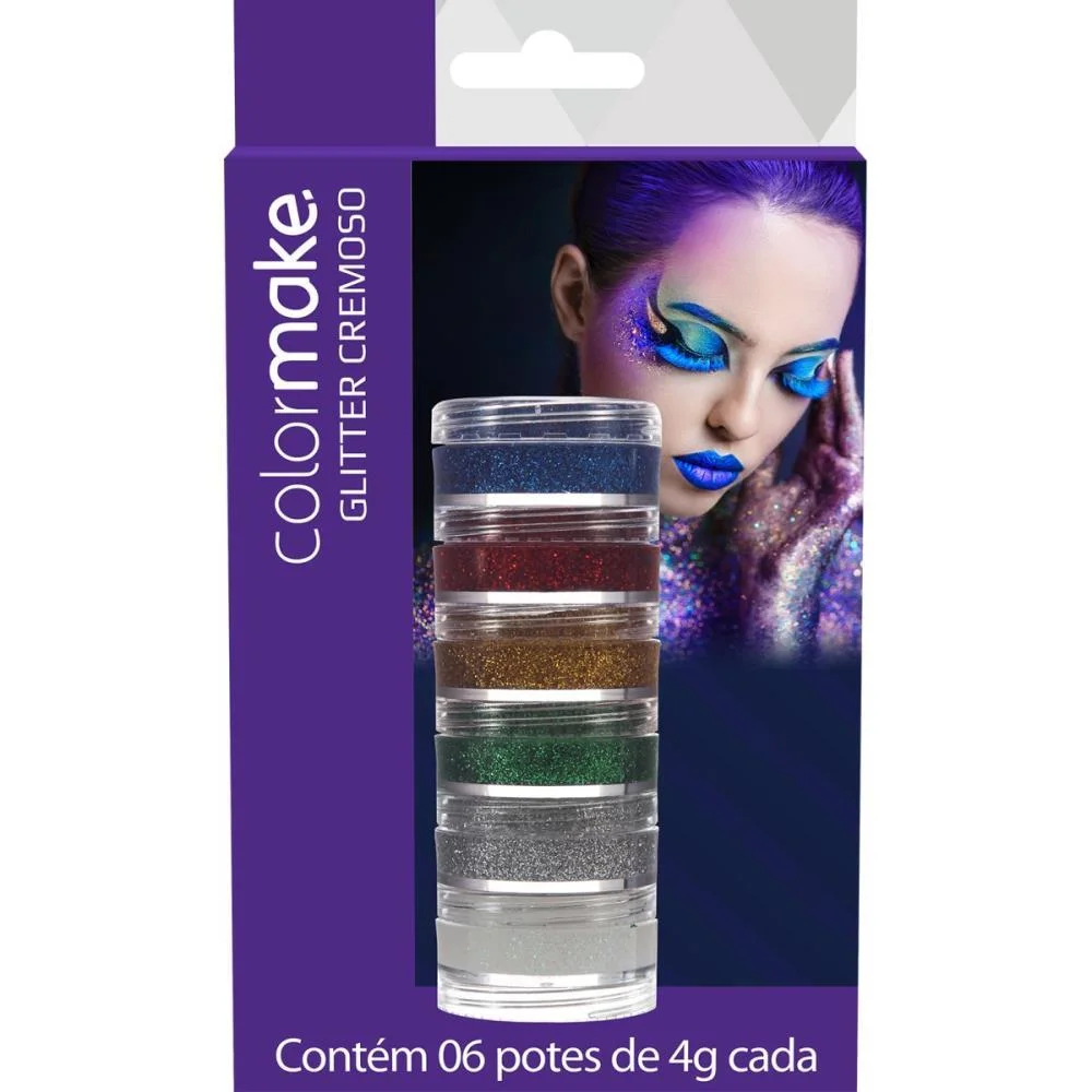 Pintura Facial Cremosa Gliter 4G. 6 Cores (S) Colormake (Blister)