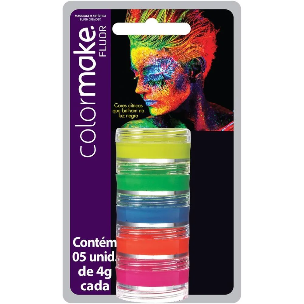 Pintura Facial Cremosa 4G. 5 Cores Fluor(S) Colormake (Cartela)