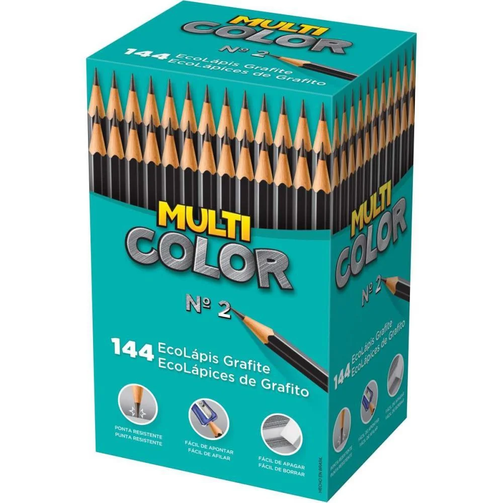 Lapis Preto Sextavado Multicolor Super Eco N.2 Faber-Castell (Cx-144)
