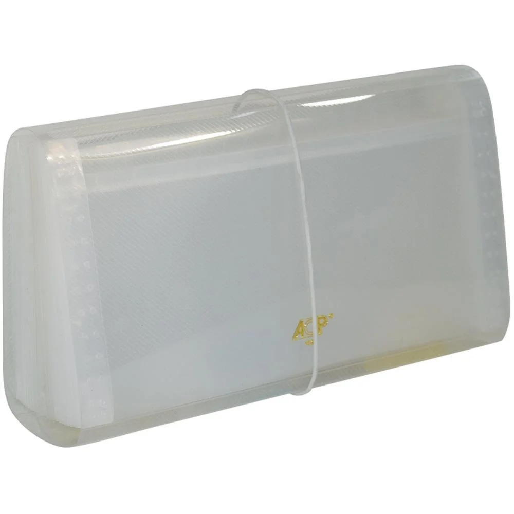 Pasta Sanfonada Plastica Porta Cheque 31 Div. Cristal Acp