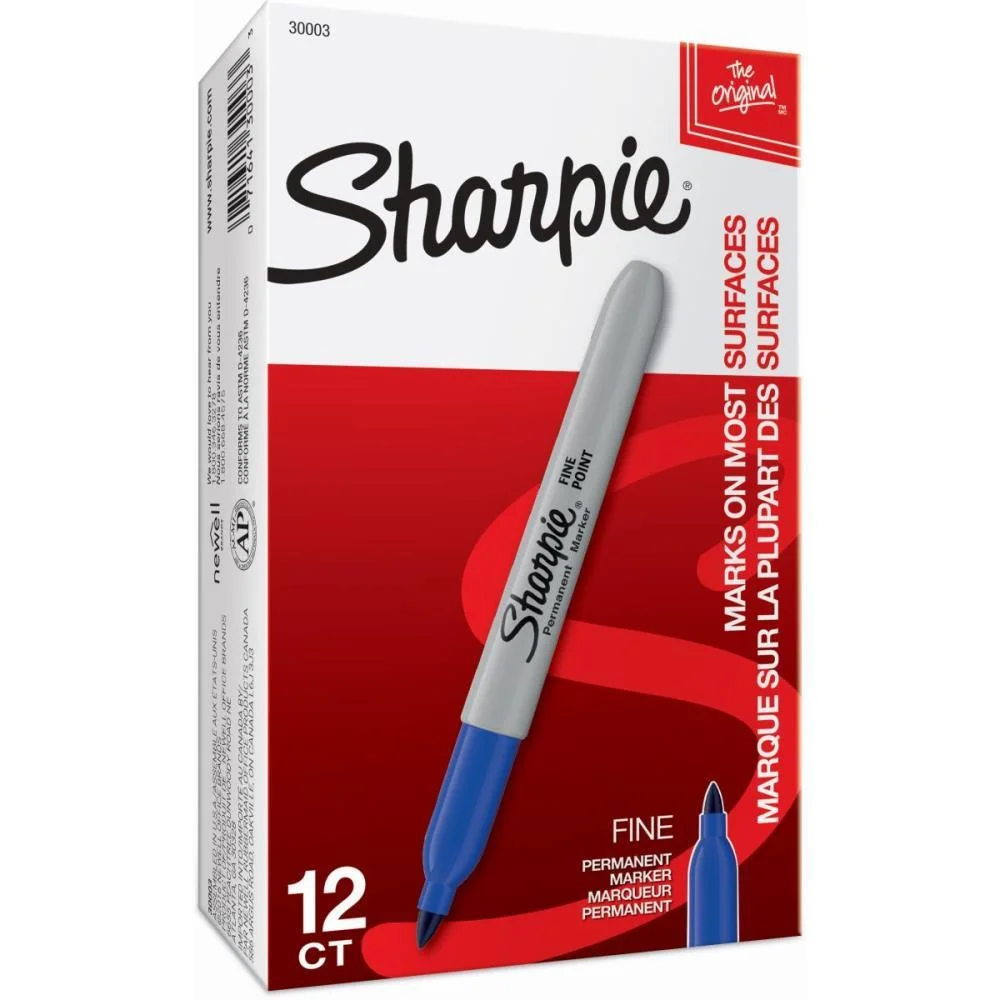 Pincel Marcador Permanente Sharpie Fino Azul Paper Mate (Cx.c/12)