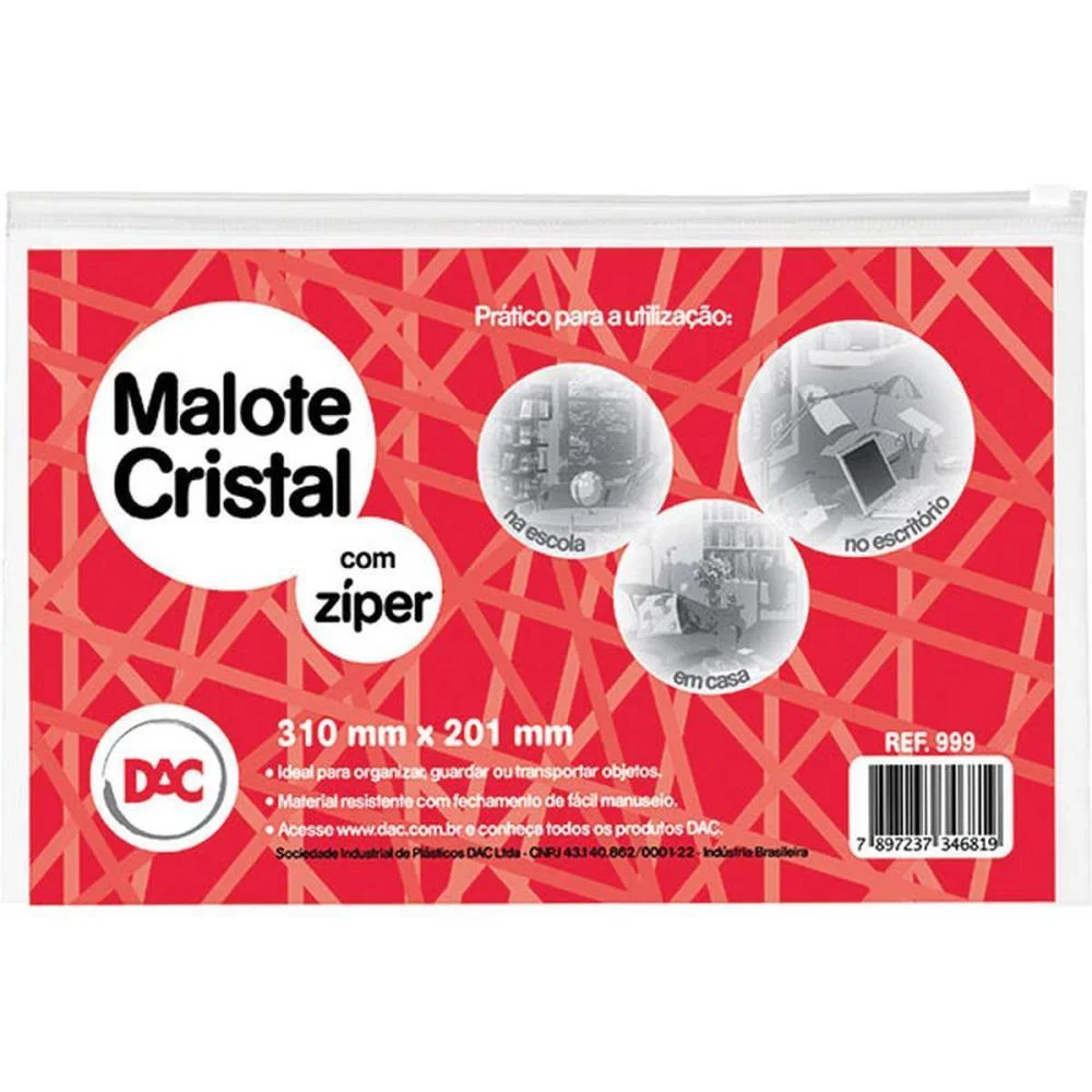 Pasta Malote Cristal C/Ziper 310X201Mm Dac (Pct.c/05)