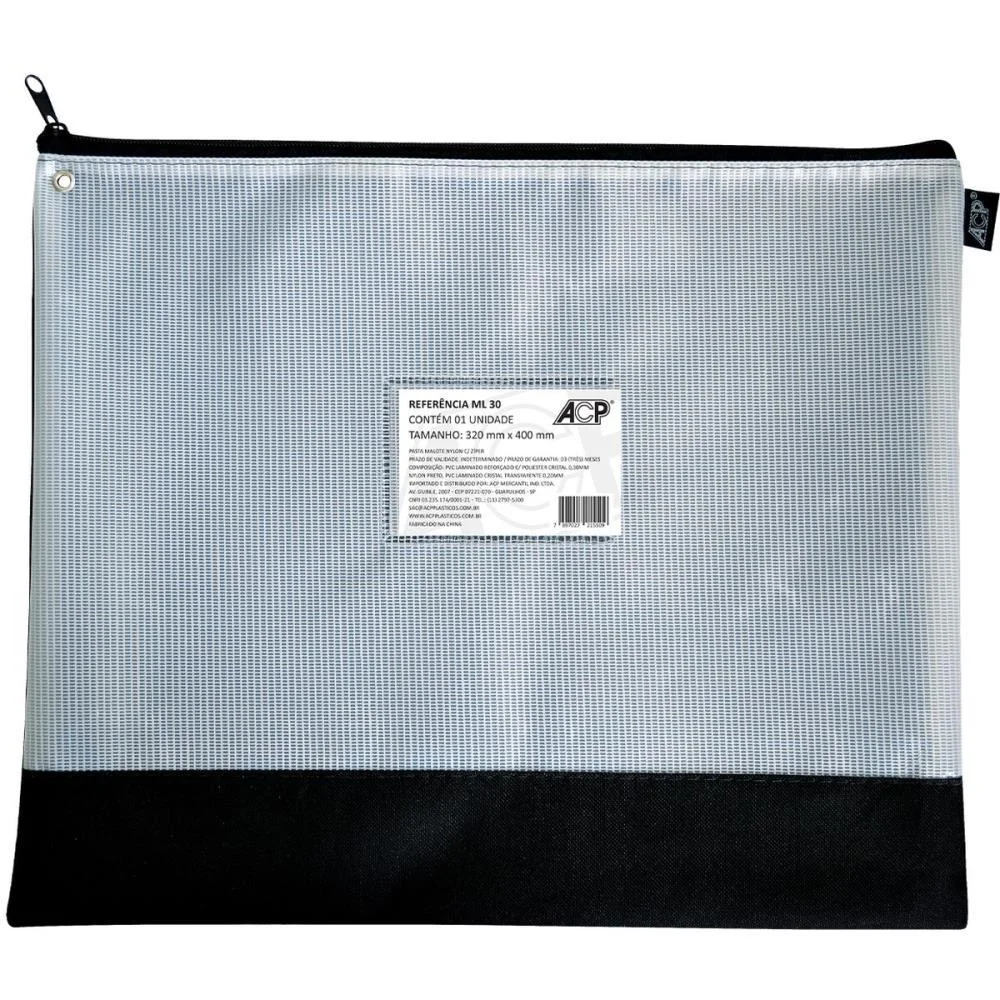 Pasta Malote Nylon C/Ziper 32X40Cm Pt Acp (Pct.c/05)