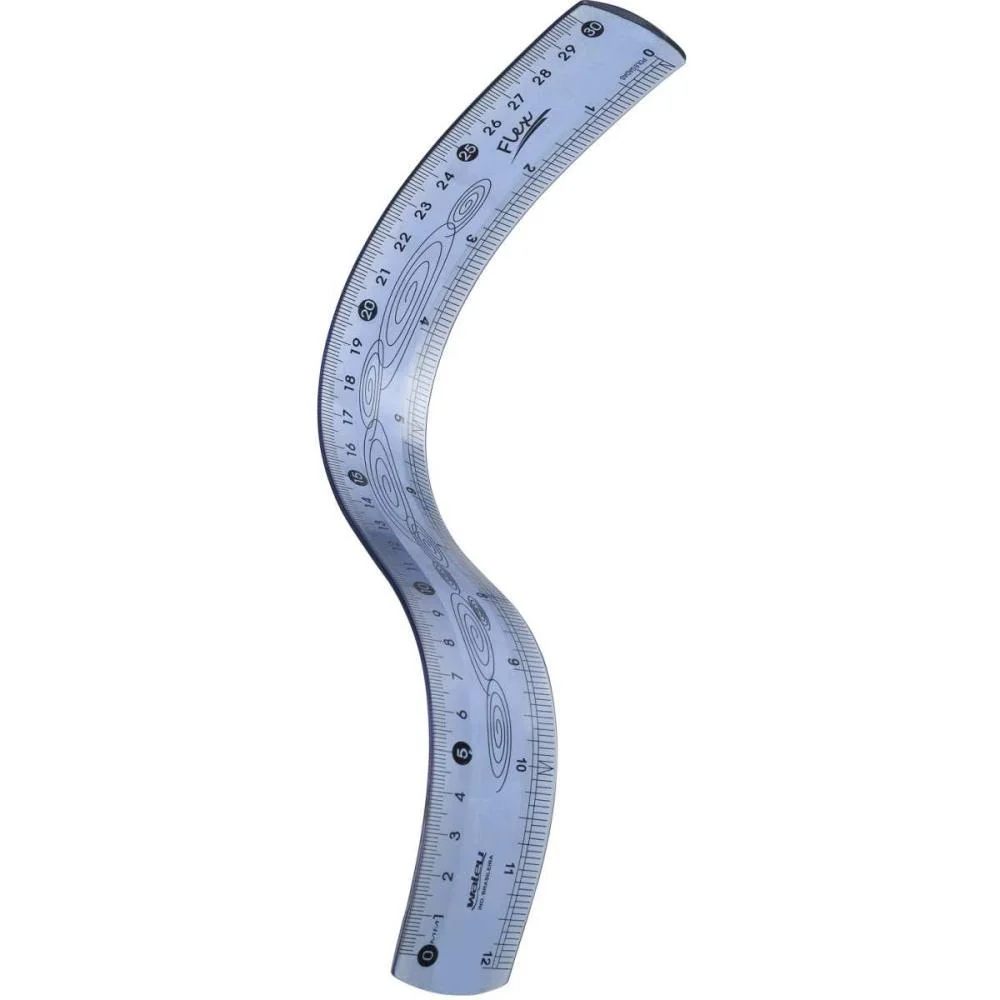 Regua Mole Flexivel 30Cm. Azul Maxcril (Pct.c/10)