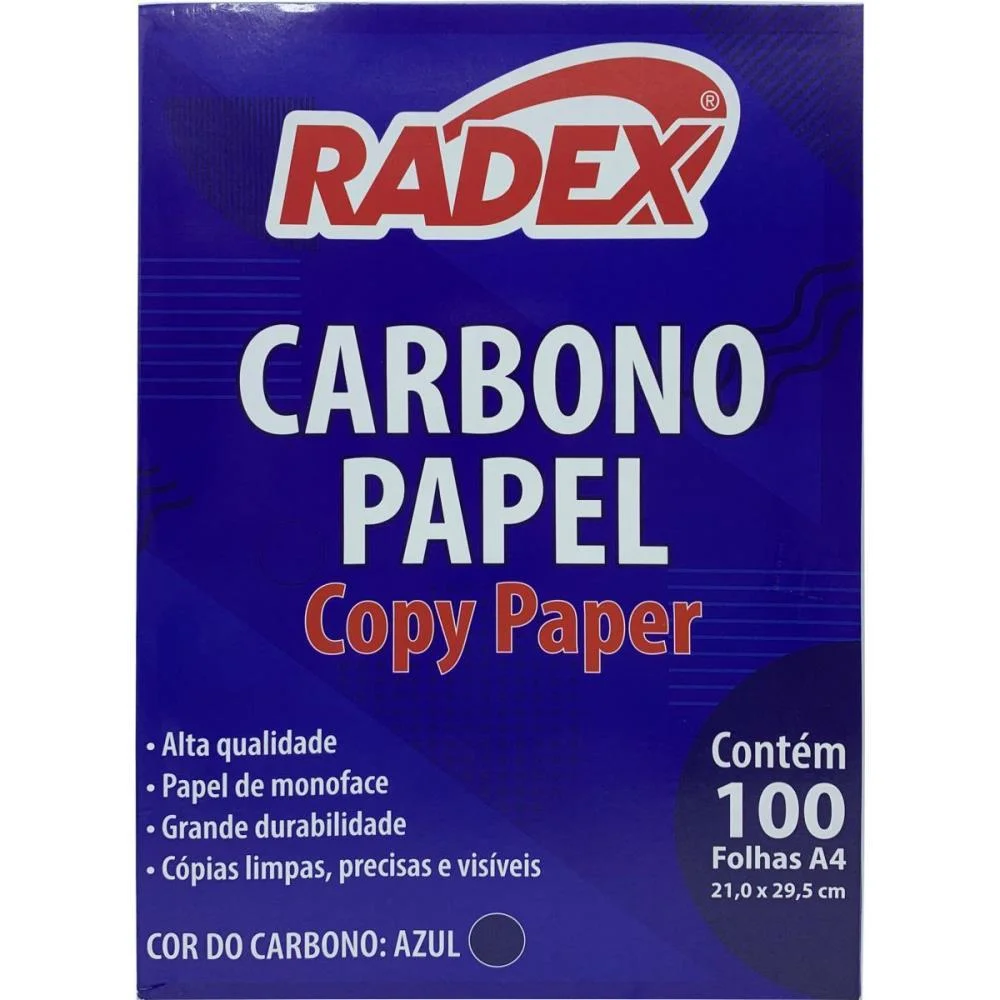 Papel Carbono Para Lapis A4 Papel Azul Radex (Cx.c/100)