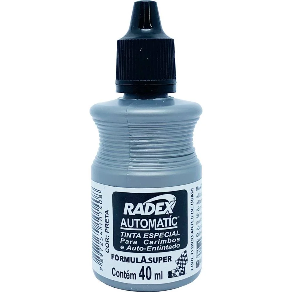 Tinta Para Carimbo 40Ml Preta Automatico Radex (Cx.c/12)