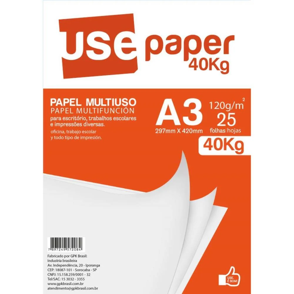 Papel Sulfite A3 40 Kilos Branco 120G Romitec (Pct.c/25)