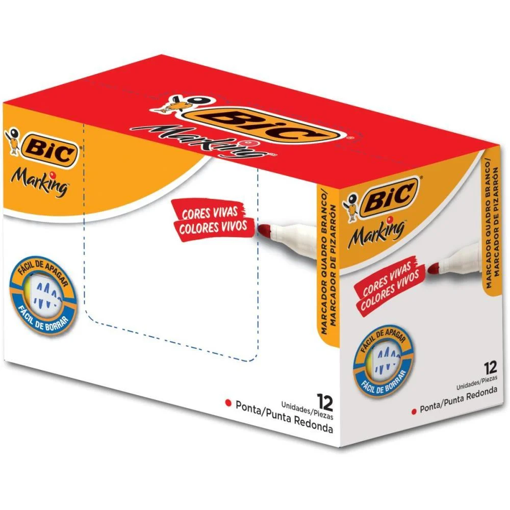 Pincel Quadro Branco Marking Recarregavel Vermelho Bic (Cx.c/12)