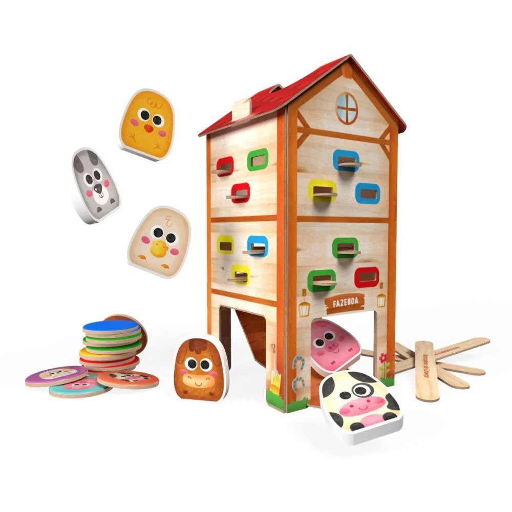 Brinquedo Pedagogico Madeira Fazendinha Cai Nao Cai Brinc. De Crianca