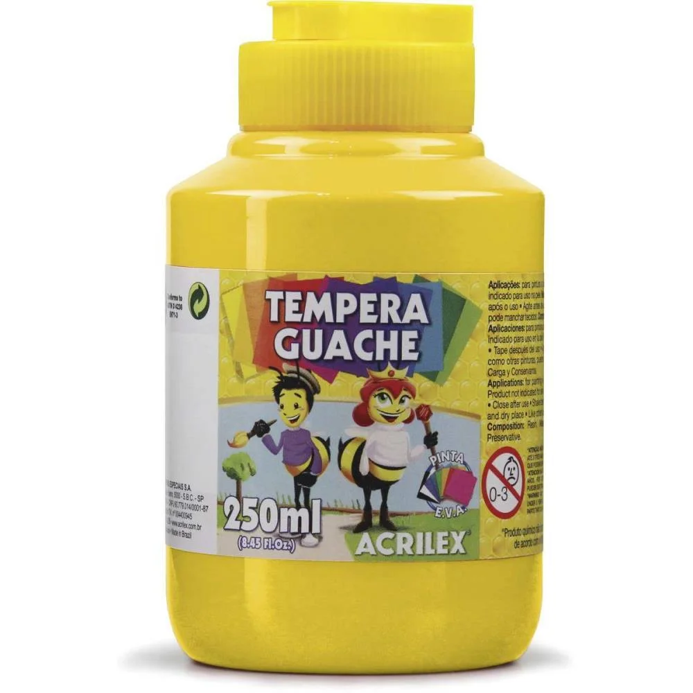 Tinta Guache 250Ml Amarelo Ouro Acrilex (Pct.c/03)