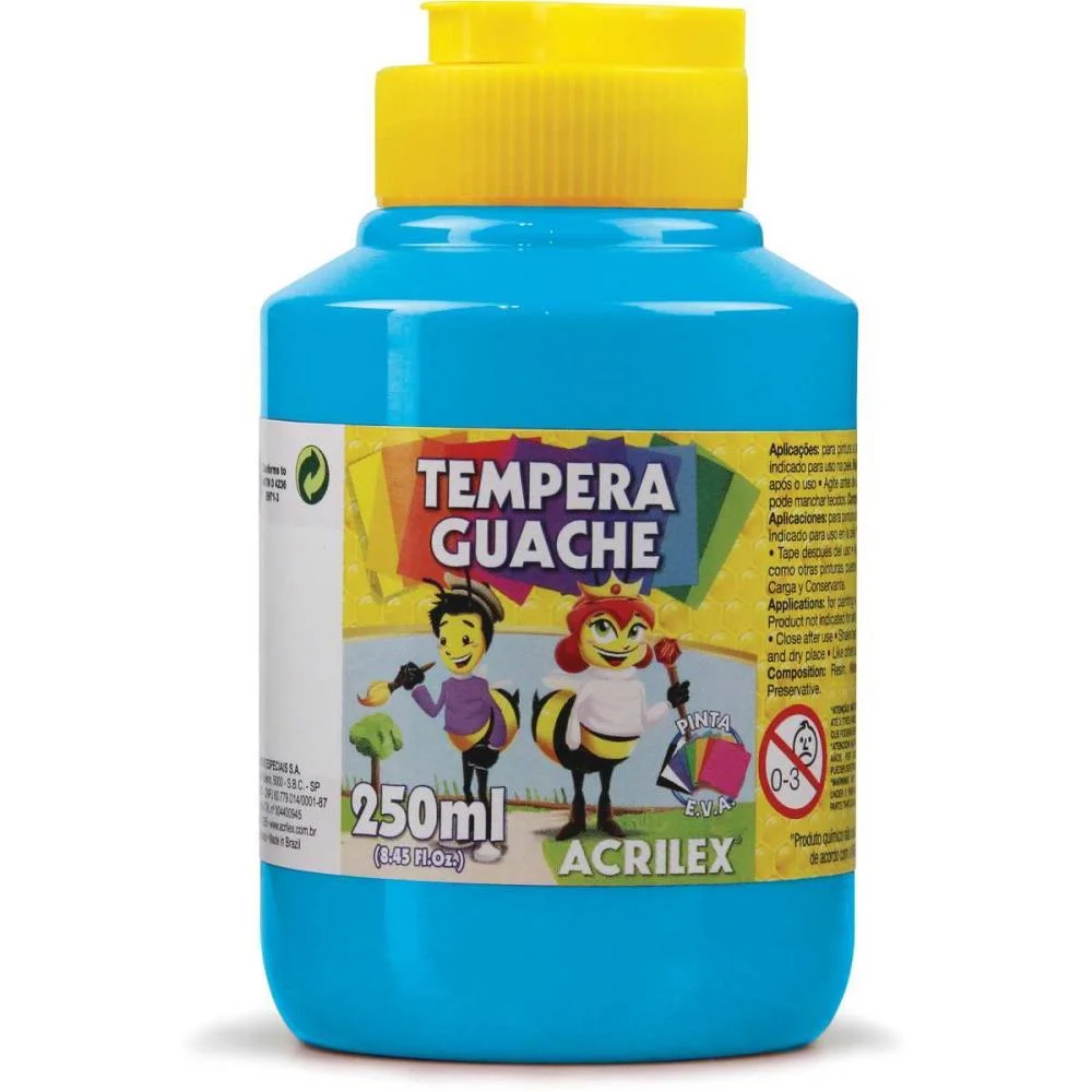 Tinta Guache 250Ml Azul Celeste Acrilex (Pct.c/03)