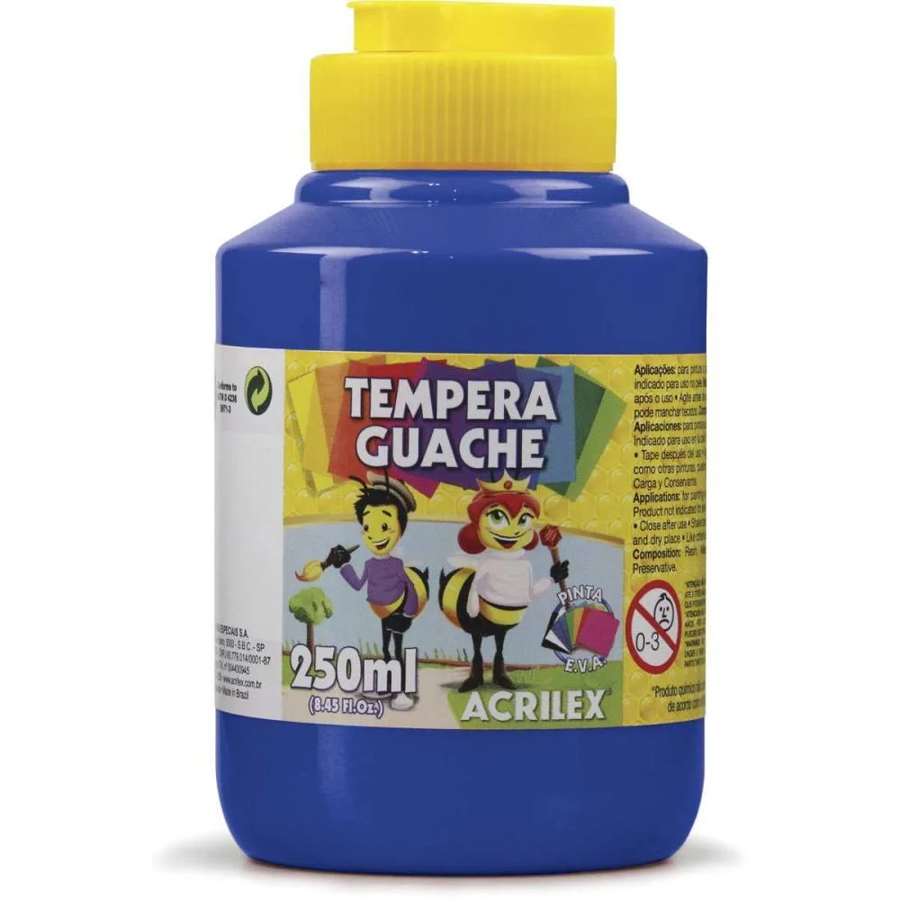 Tinta Guache 250Ml Azul Turquesa Acrilex (Pct.c/03)