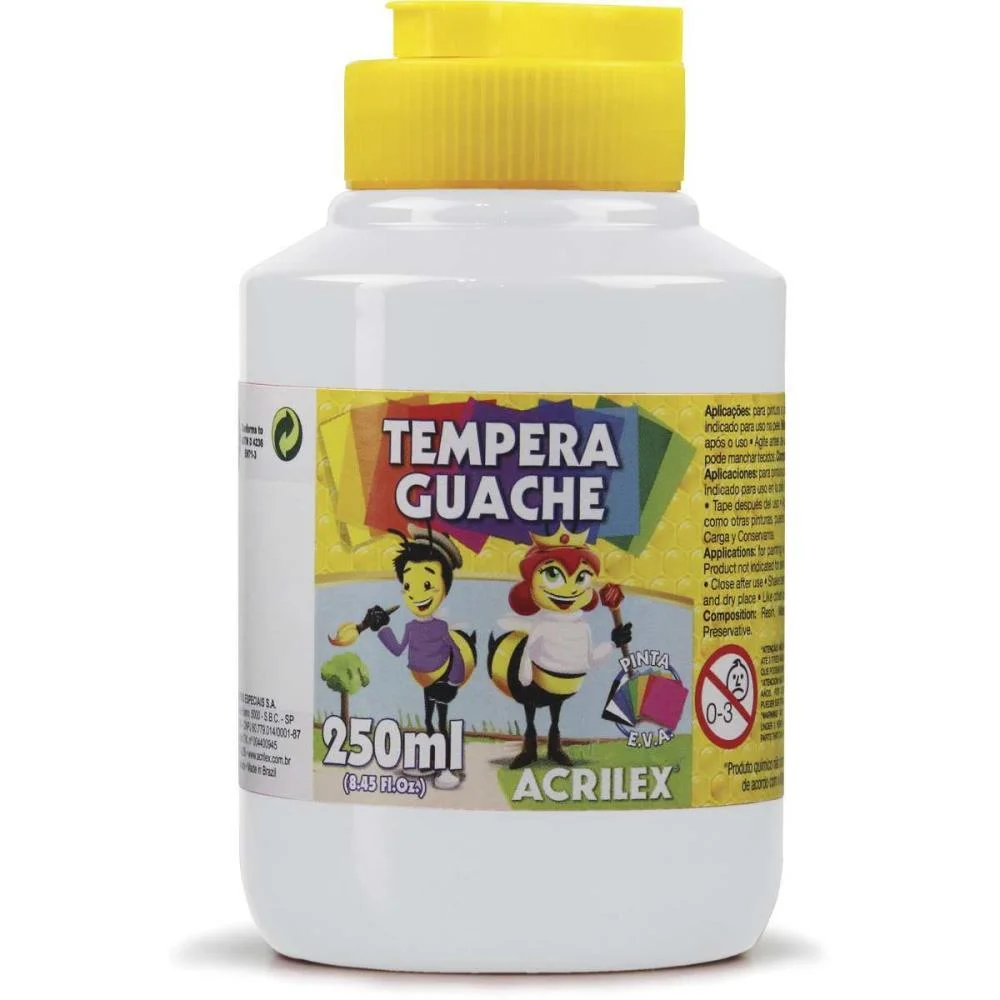 Tinta Guache 250Ml Branco Acrilex (Pct.c/03)