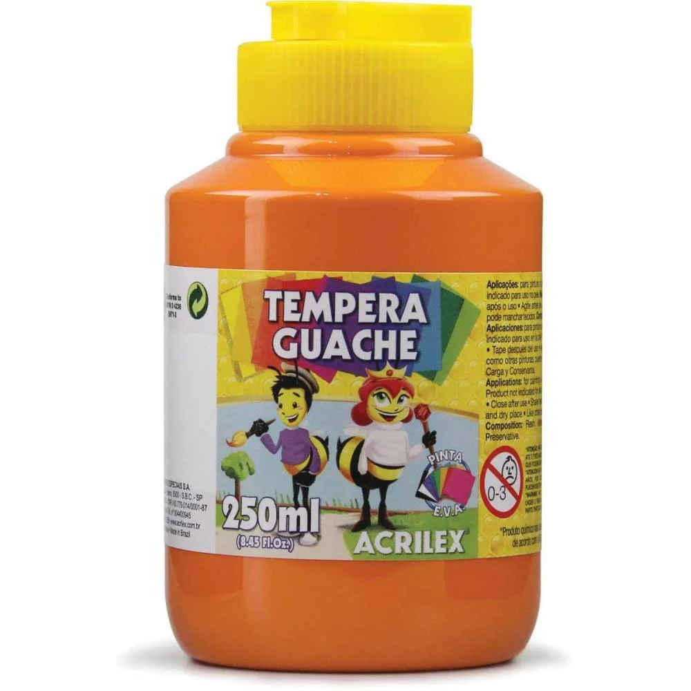 Tinta Guache 250Ml Laranja Acrilex (Pct.c/03)