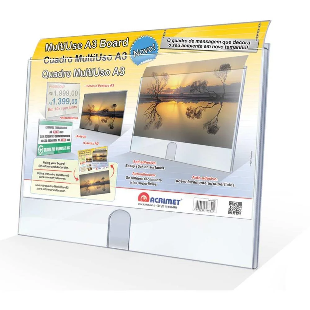 Quadro Multiuso A3 Cristal Sem Suporte Acrimet (Pct.c/02)