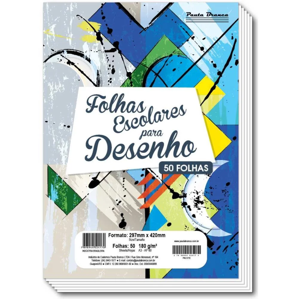 Papel Sulfite A3 Pb60 180G. 60Kg Pct.c/50Fls. Pauta Branca (Pacote)