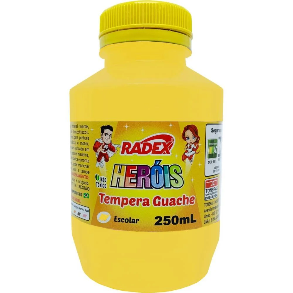 Tinta Guache 250Ml Amarelo Radex (Pct.c/03)