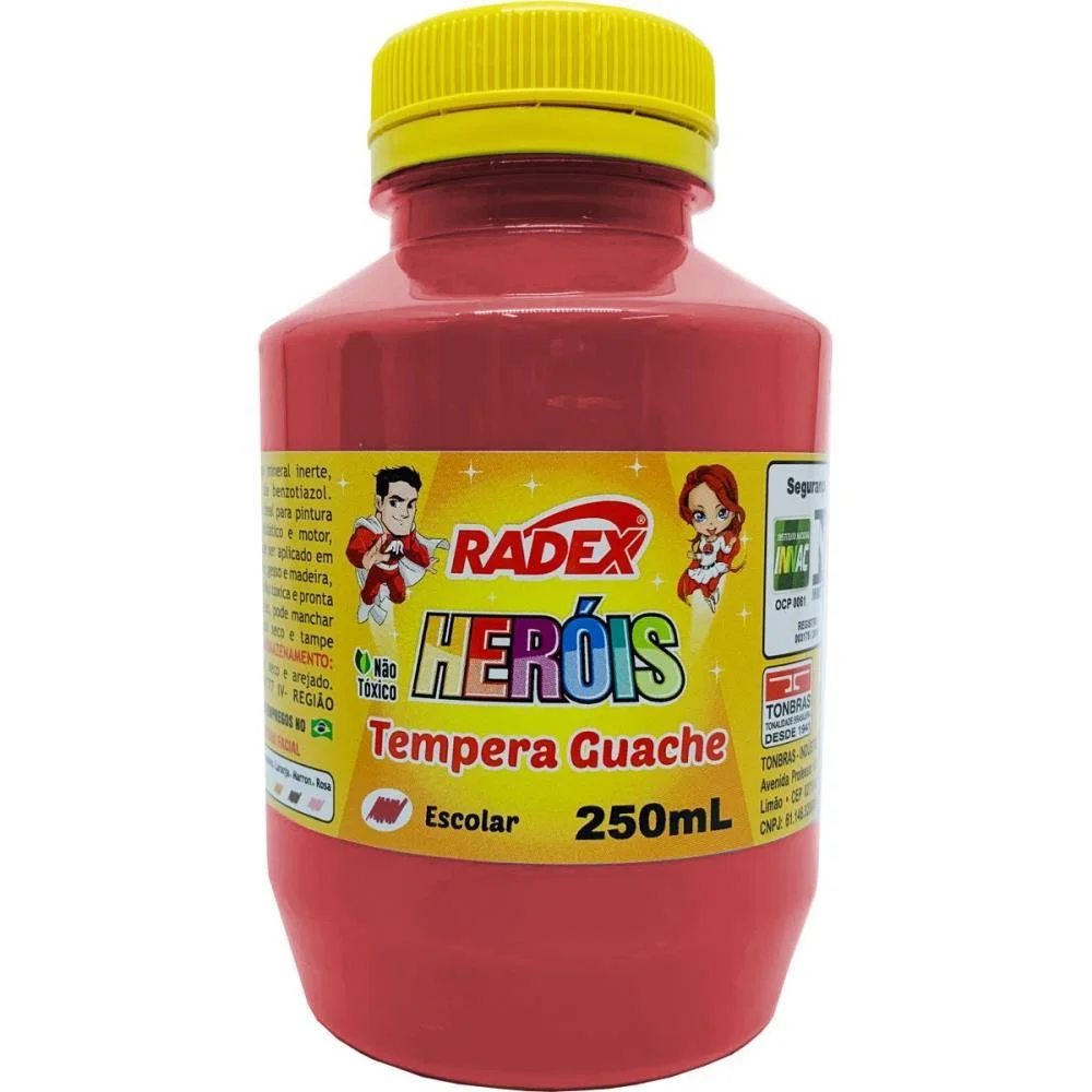 Tinta Guache 250Ml Vermelho Radex (Pct.c/03)