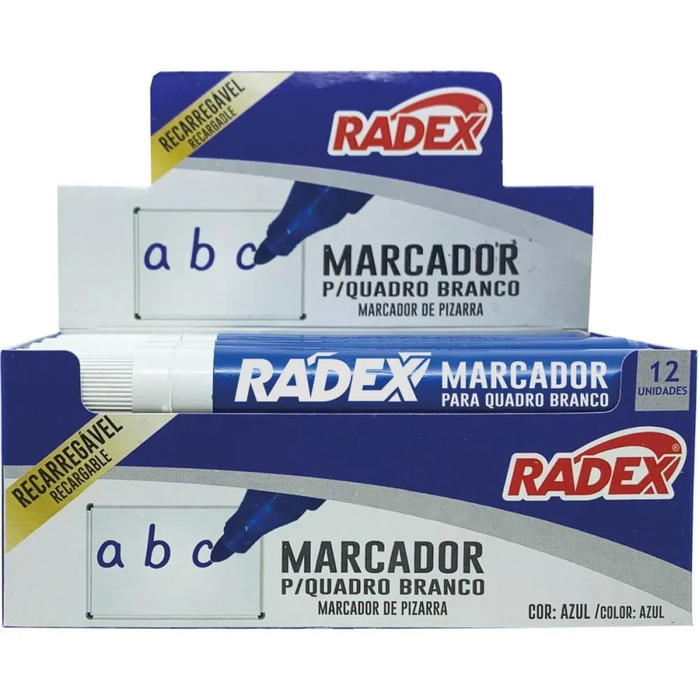 Pincel Quadro Branco Recarregavel Azul Radex (Cx.c/12)