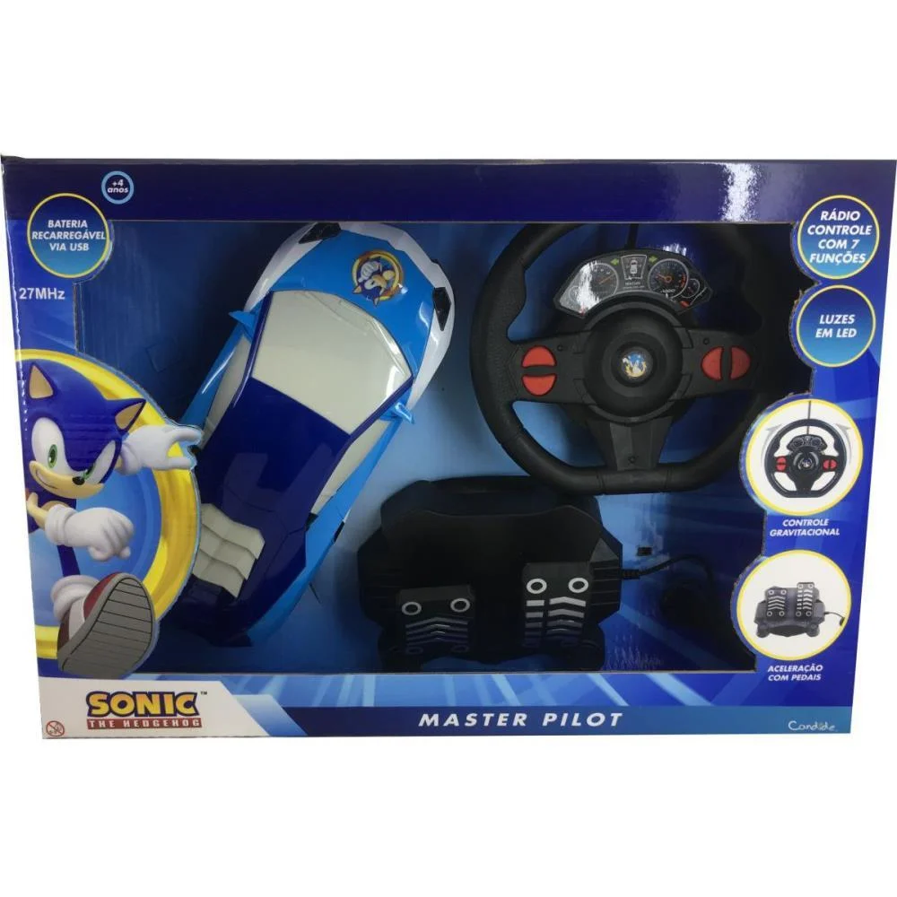 Carrinho Controle Remoto Sonic Master Pilot 7Fun/Bateri Candide