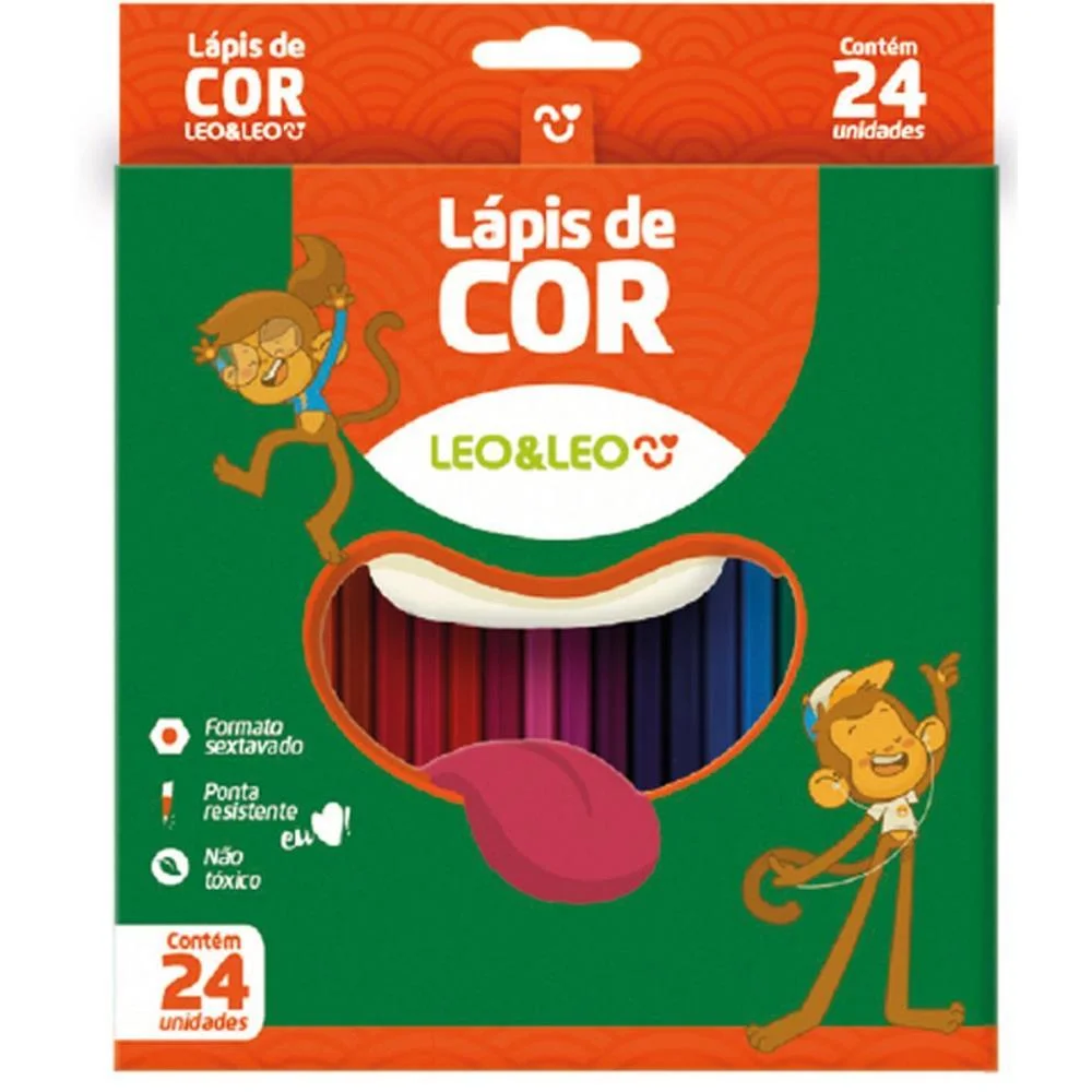Lapis De Cor Sextavado Leo E Leo 24 Cores Leonora (Pct.c/06)