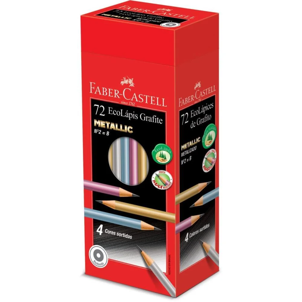 Lapis Preto Redondo Ecolapis Grafite Metallic Faber-Castell (Cx.c/72)