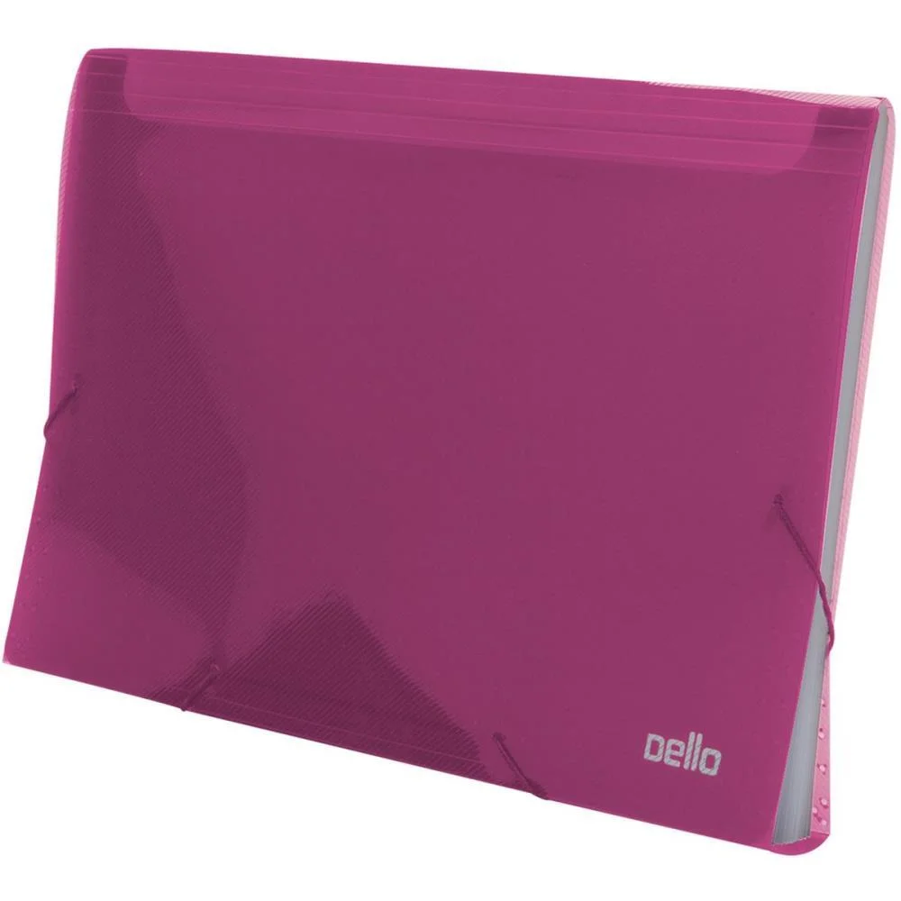 Pasta Sanfonada Plastica A4 12 Divisoes Pink Line Dello