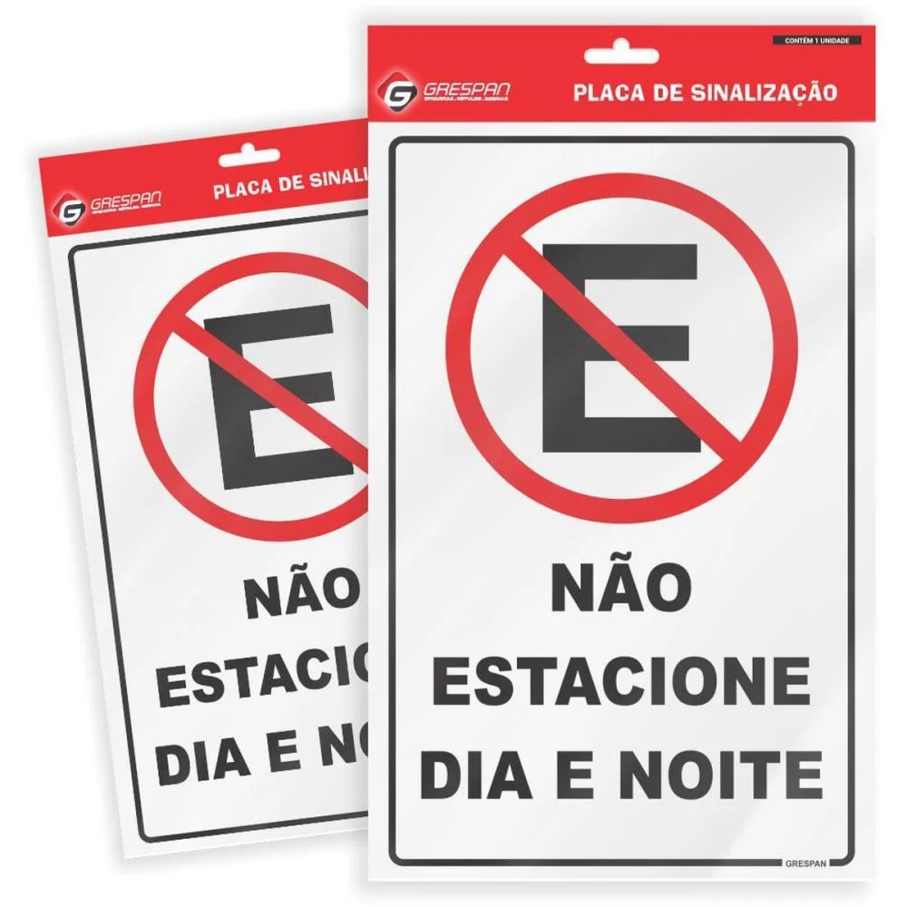 Placa De Sinalizacao Nao Estacione Dia/Noite 16X25 Grespan (Pct.c/05)