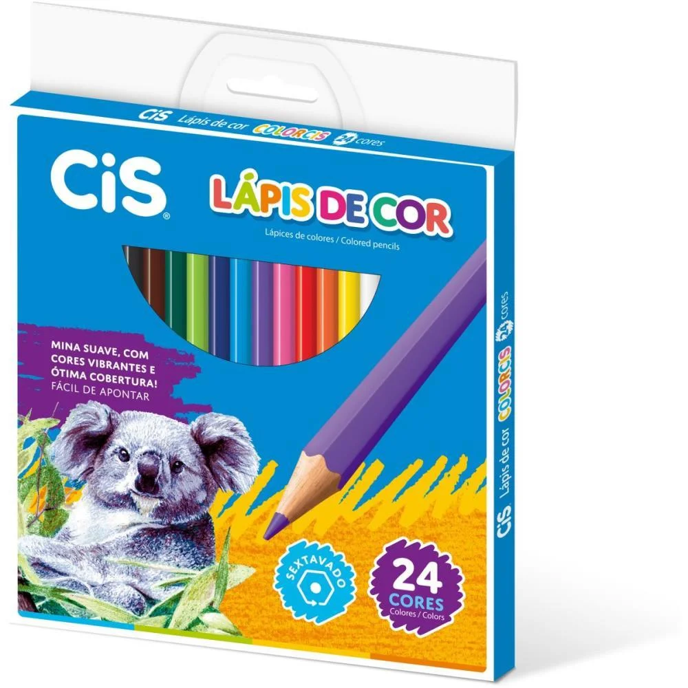 Lapis De Cor Sextavado Cis Plastic 24 Cores Sertic (Pct.c/06)