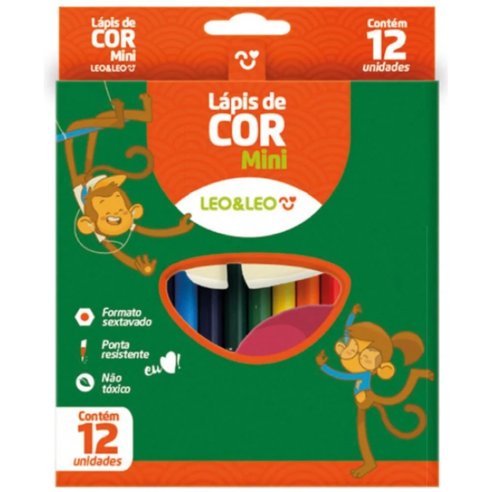 Lapis De Cor Sextavado Leo E Leo Mini 12 Cores Leonora (Pct.c/12)
