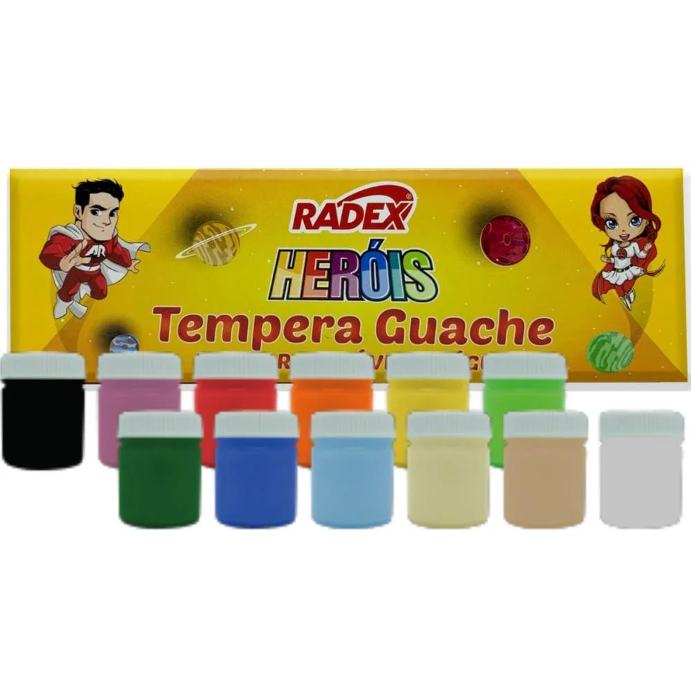 Tinta Guache 015Ml 12 Cores Radex (Estojo)