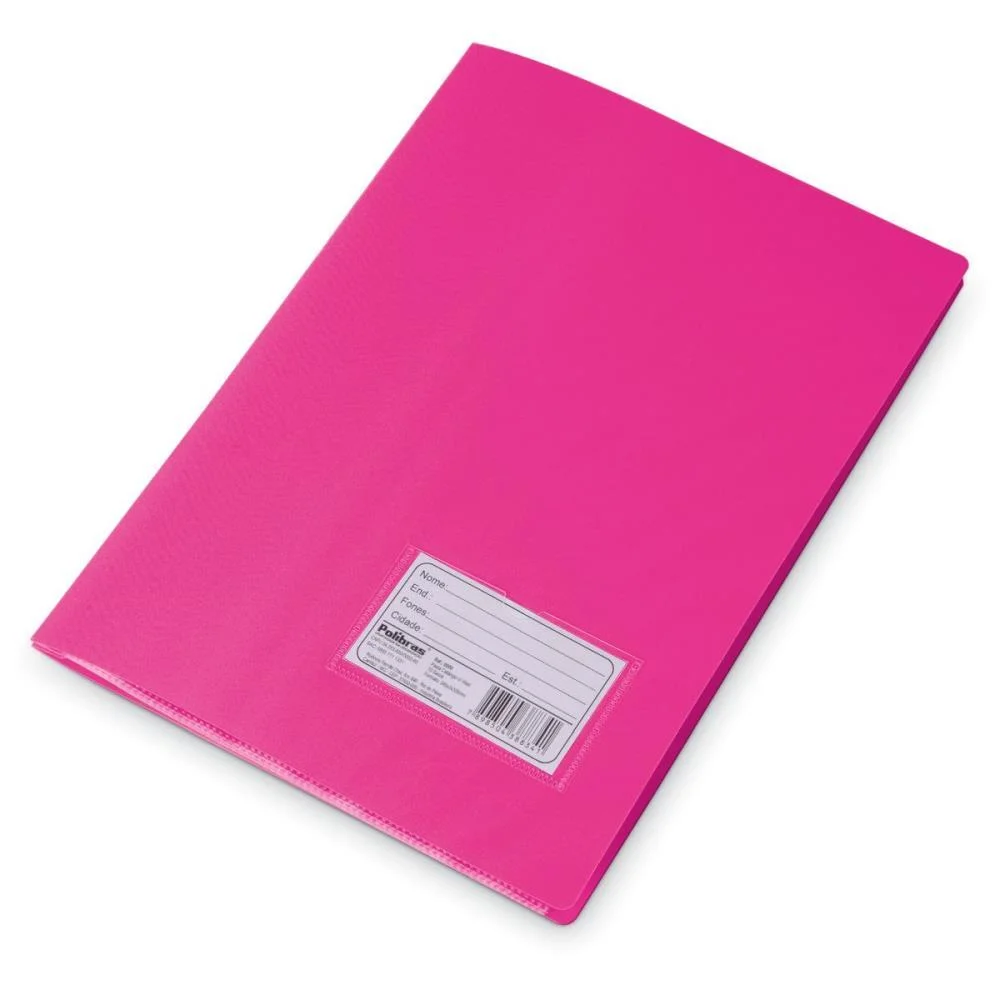 Pasta Catalogo Plastica Oficio Rosa 10Envel. Polibras
