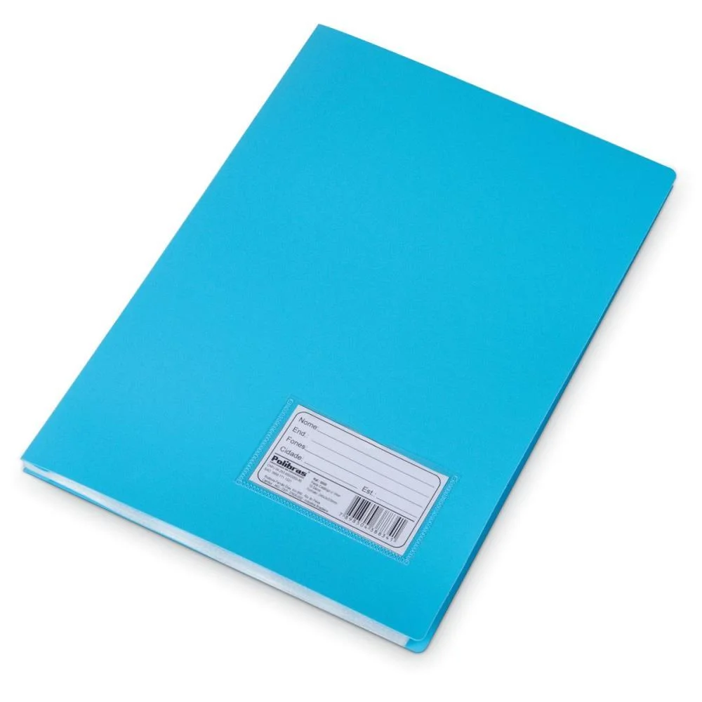 Pasta Catalogo Plastica Oficio Azul 50Envel. Polibras