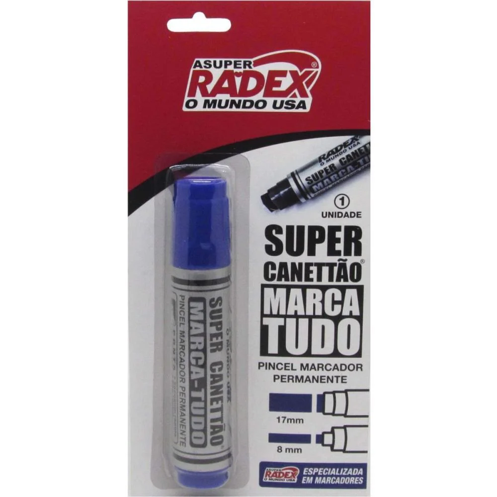 Pincel Marcador Permanente Super Canetao 17Mm Azul Radex (Blister)