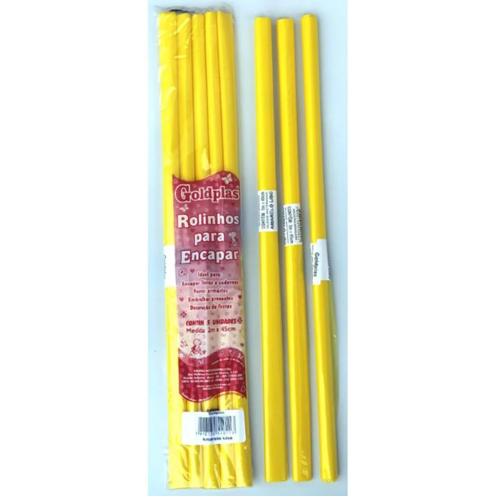 Plastico Para Encapar 2M Amarelo 45Cm Goldplas (Pct.c/05)