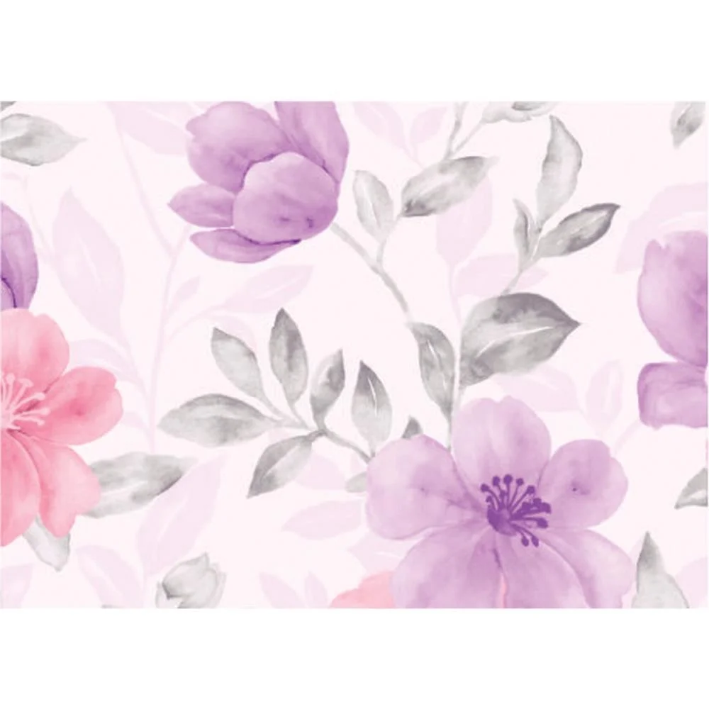 Papel Adesivo 45Cmx10M Floral Lilas V.m.p. (Rolo)