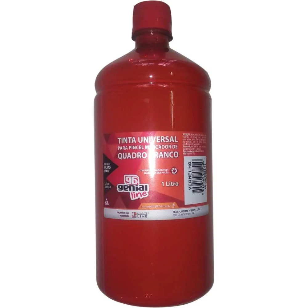 Tinta Marcador Quadro Branco Reabastecedor Ge-1000Ml Vermel Gramp Line