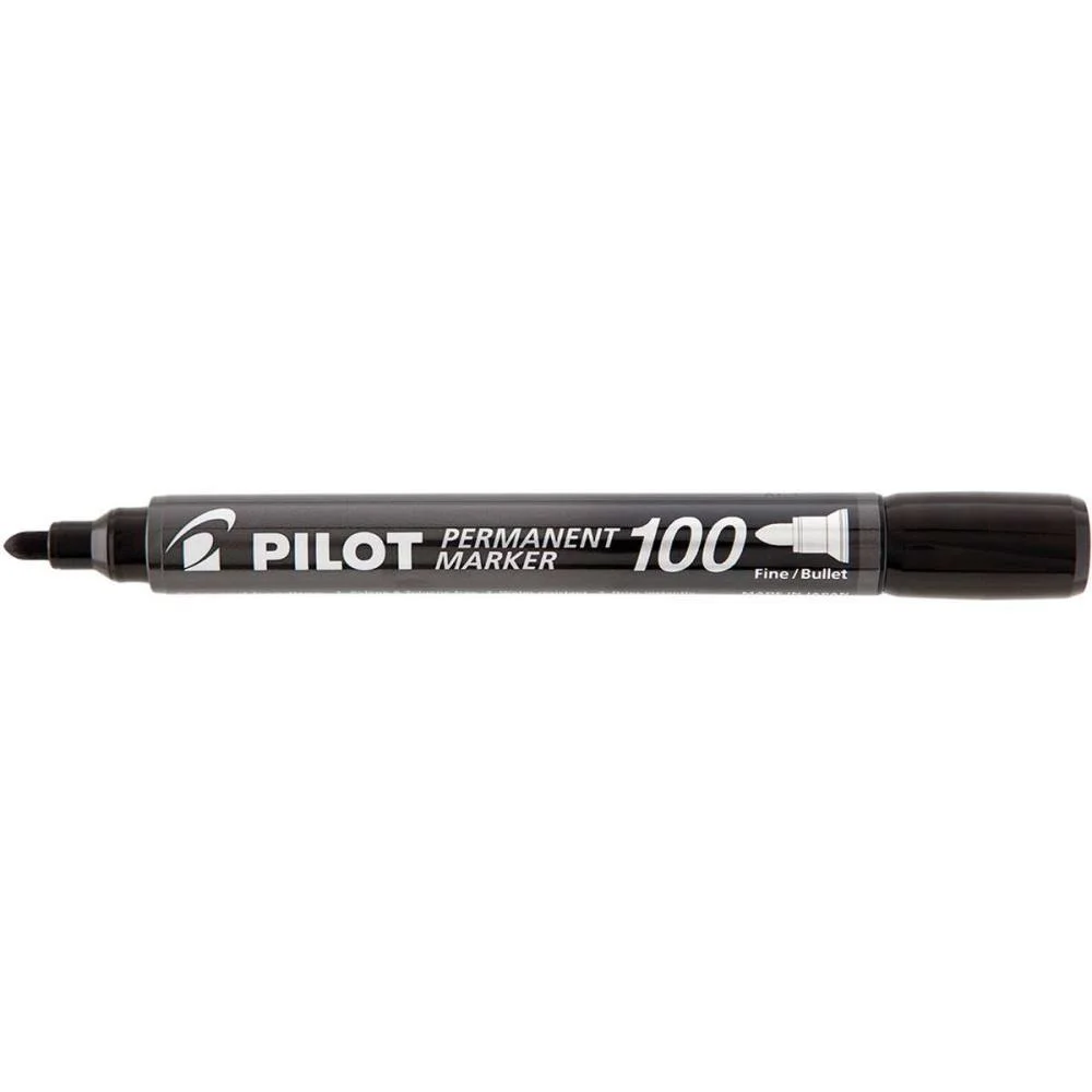 Pincel Marcador Permanente Sca 100 Ponta Redonda Preto Pilot (Cx.c/12)