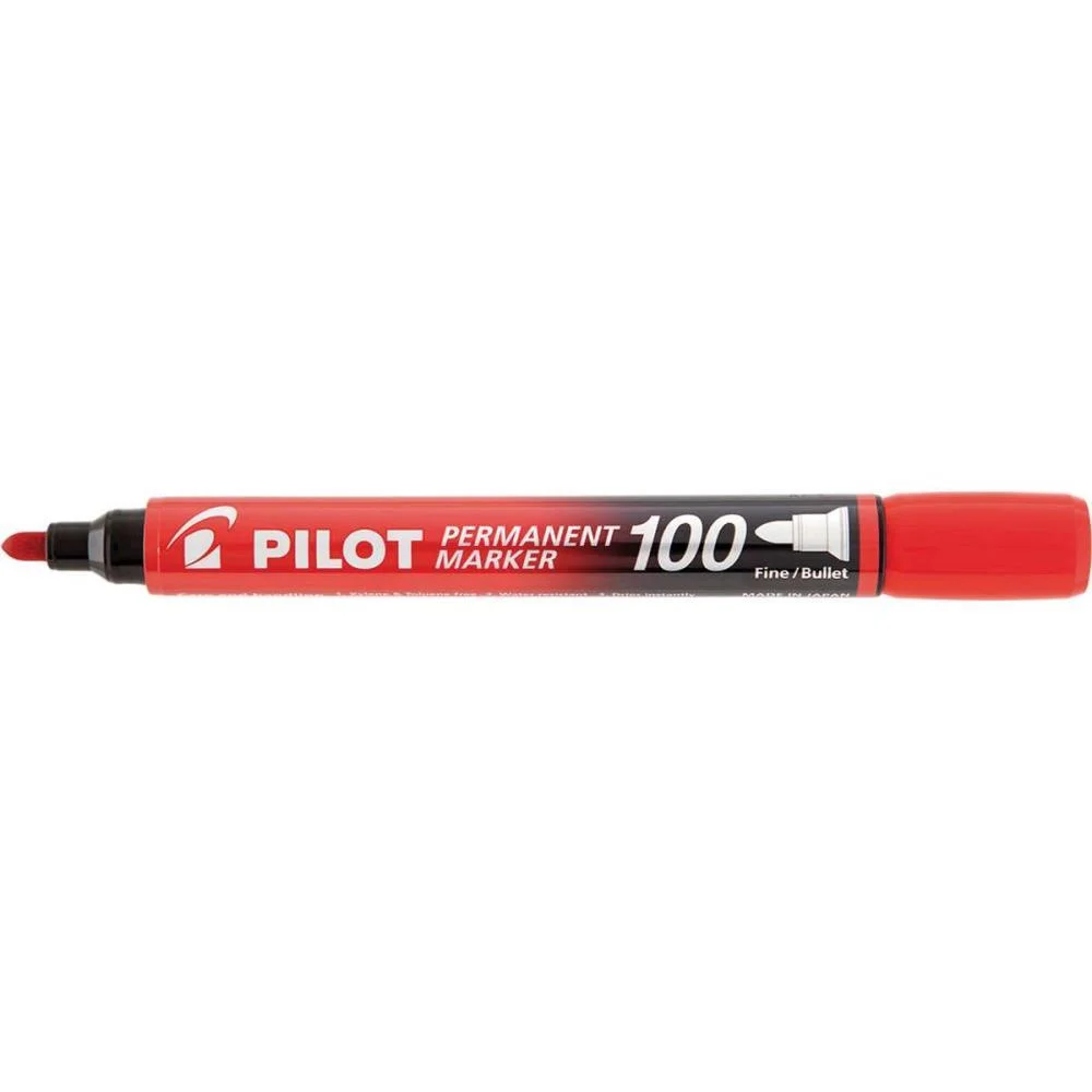 Pincel Marcador Permanente Sca 100 Ponta Redonda Vermelho Pilot (Cx.c/12)