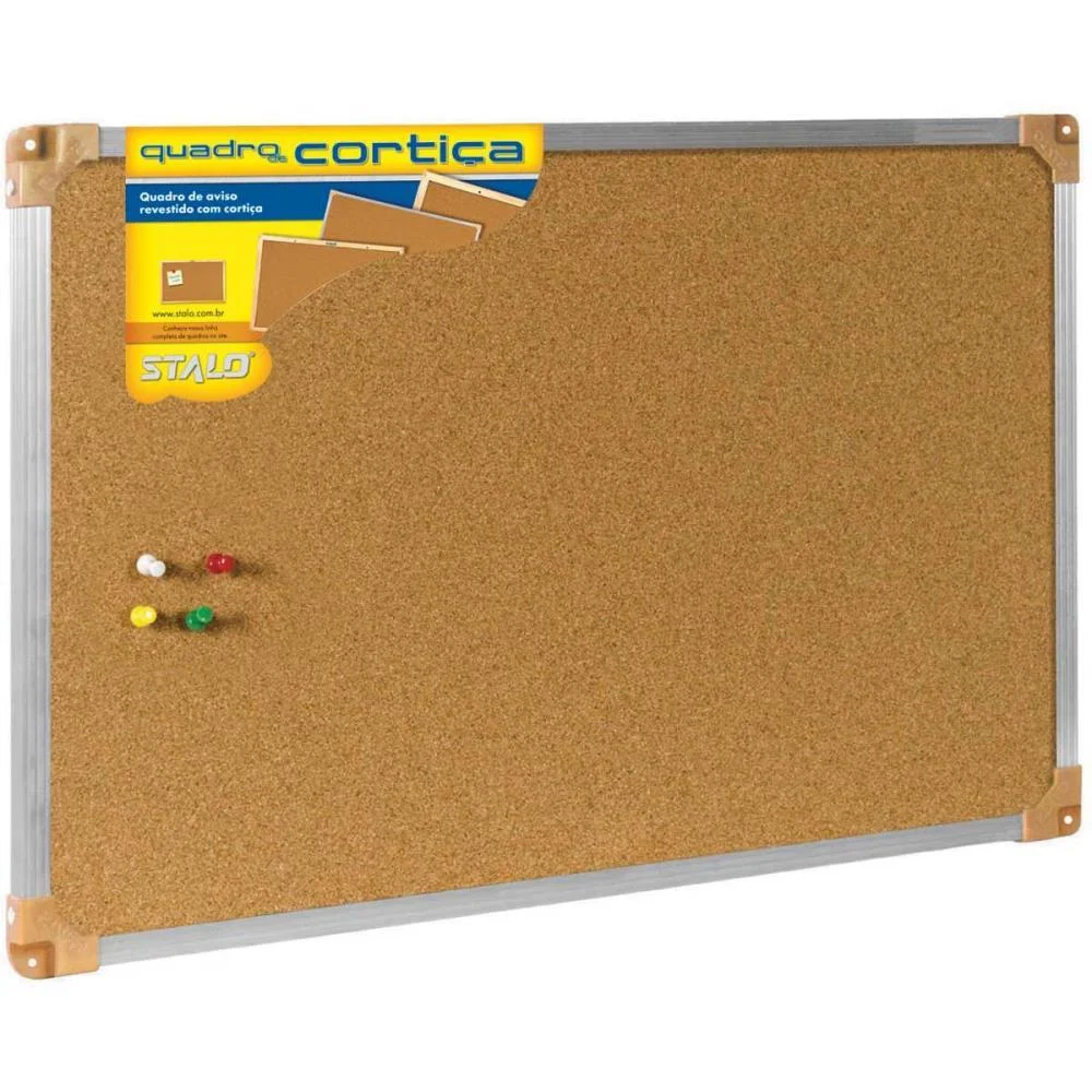 Quadro Aviso Moldura Aluminio Cortica Aparente 090X060Cm Stalo (Pct.c/02)