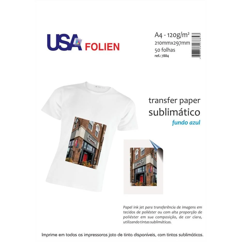 Papel Transfer Sublimatico Fundo Azul A4 120G Usa Folien (Pct.c/50)
