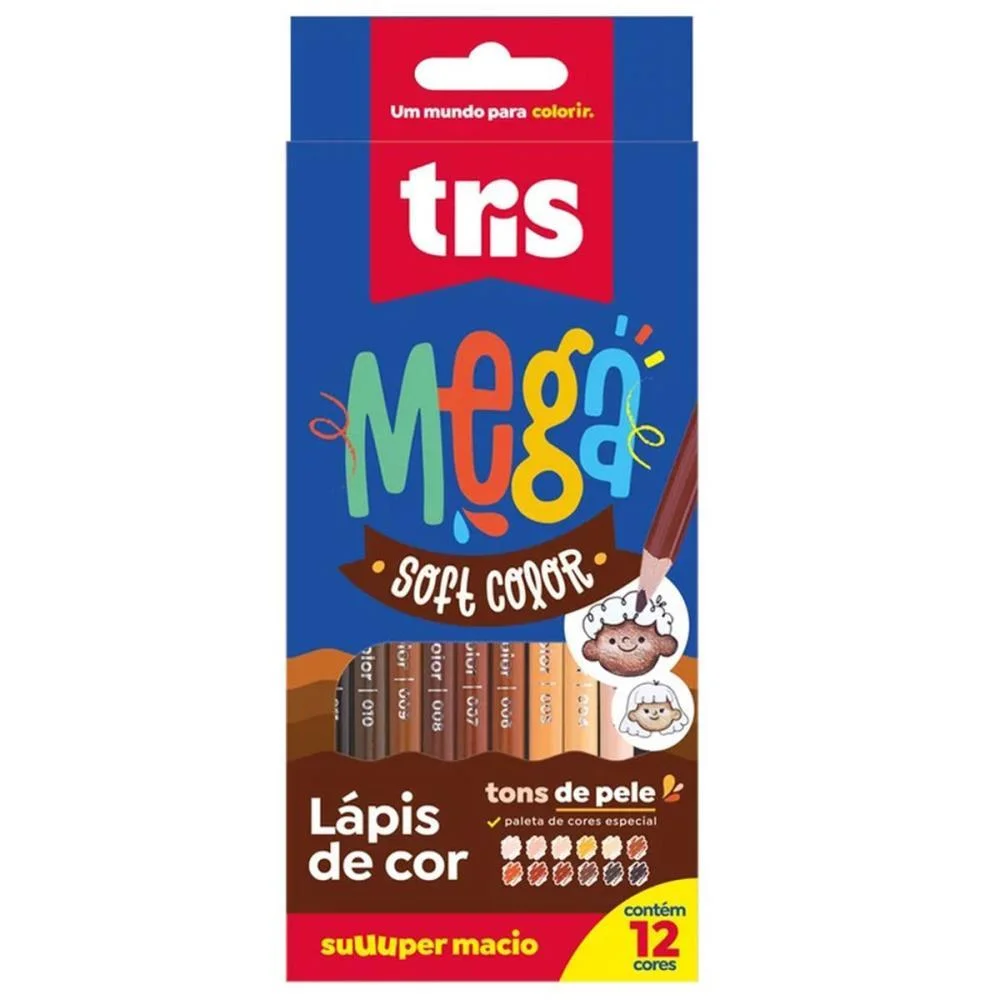 Lapis De Cor Triangular Mega Soft Tons De Pele 12Cores Summit (Pct.c/06)
