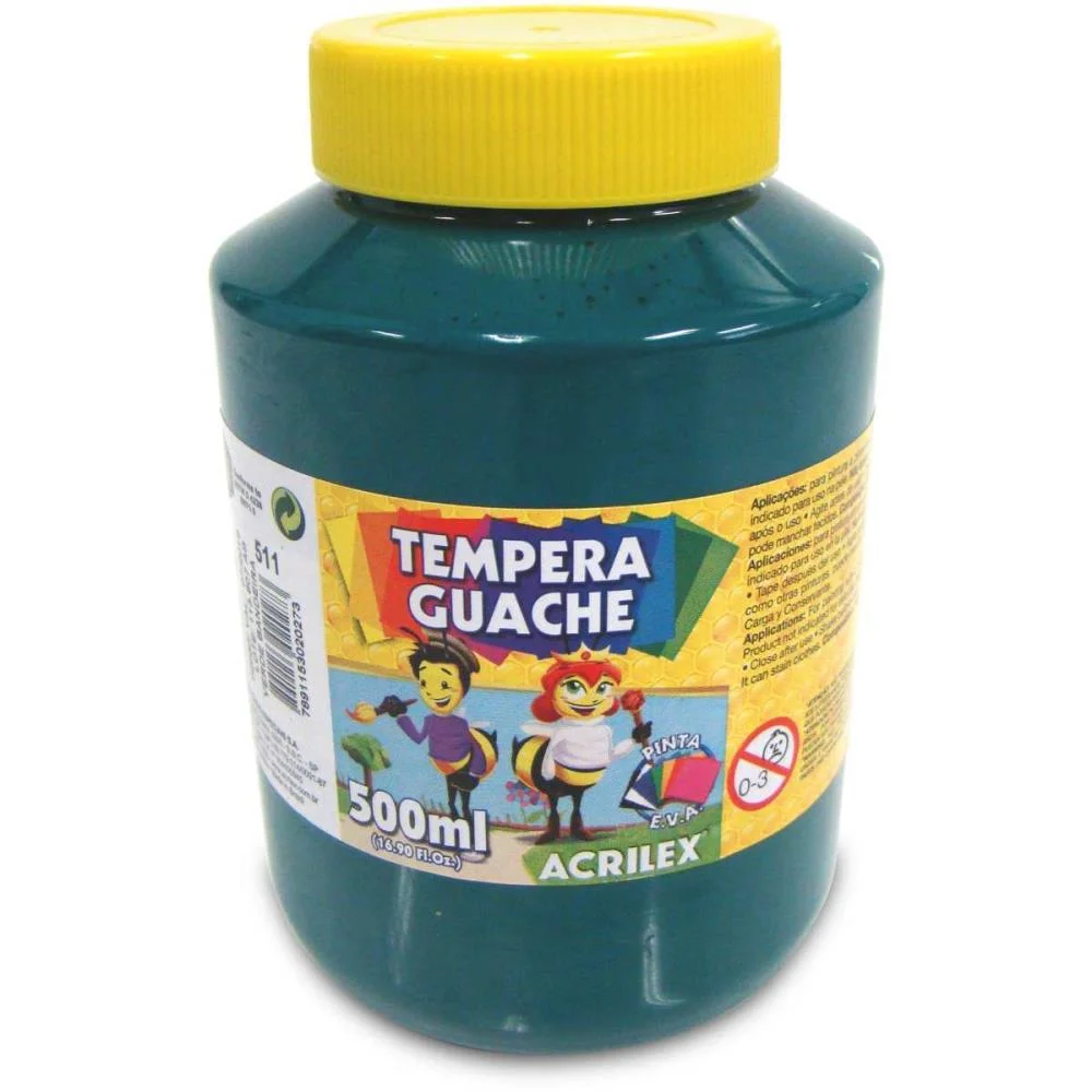 Tinta Guache 500Ml Verde Bandeira Acrilex (Cx.c/06)