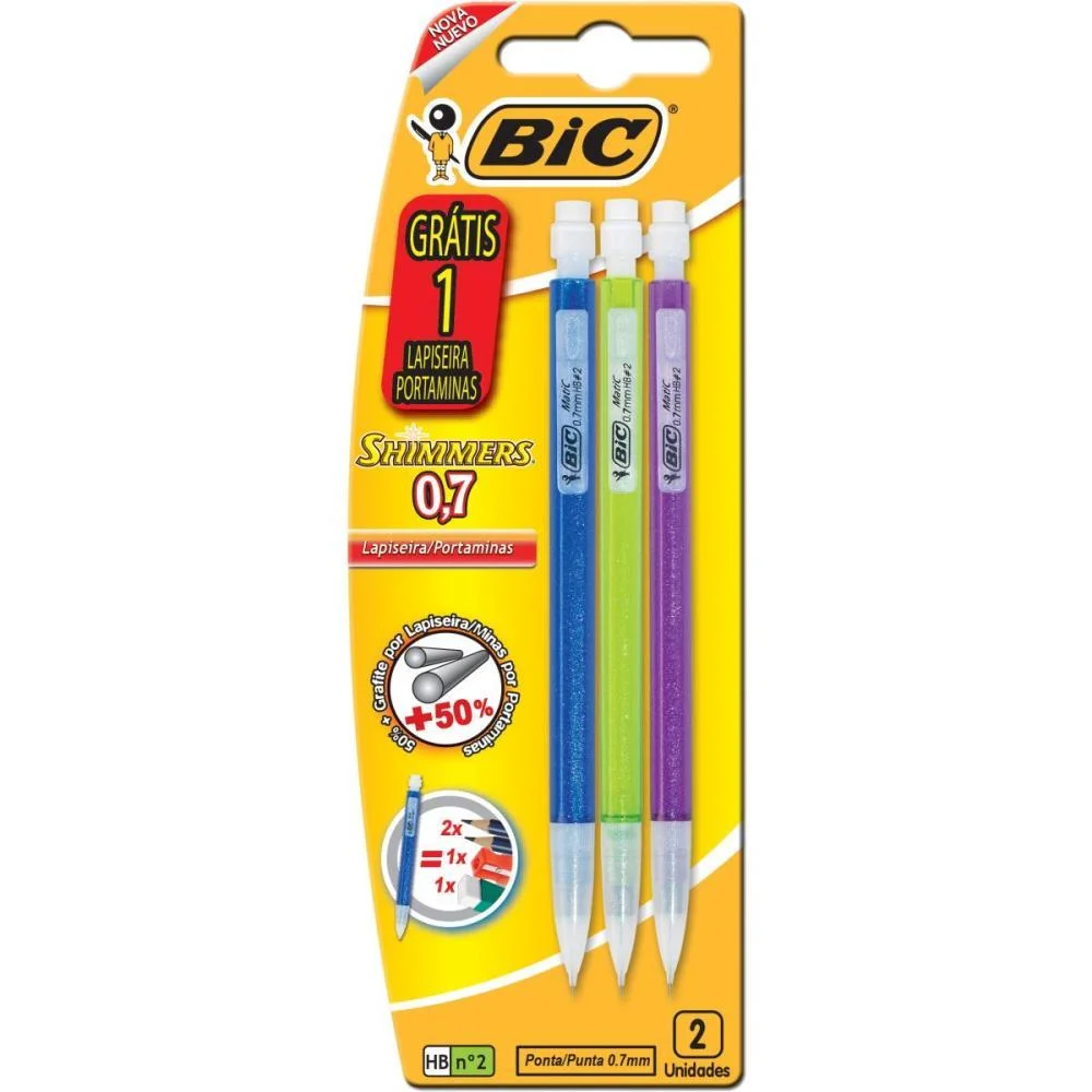 Lapiseira 0.7Mm Shimmers Cores Sortidas Bic (Bl.c/03)