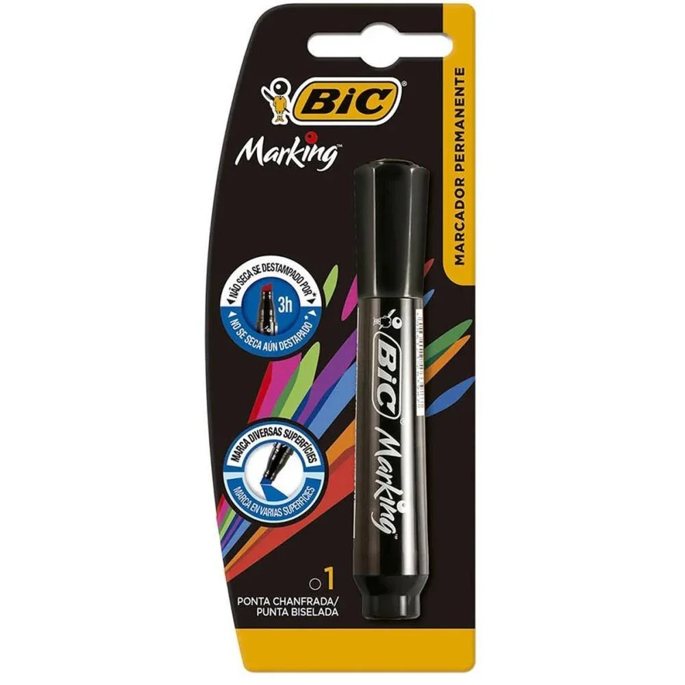 Pincel Marcador Permanente Marking Preto Bic (Blister)