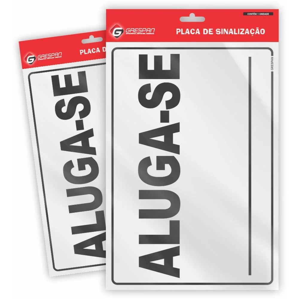 Placa De Sinalizacao Aluga-Se 20X30Cm. Grespan (Pct.c/05)