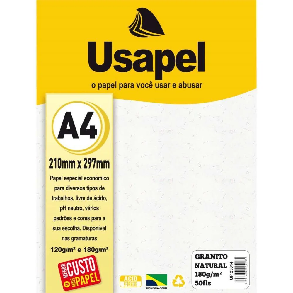 Papel A4 Granito Usapel Natural 180G. Filiperson (Pct.c/50)