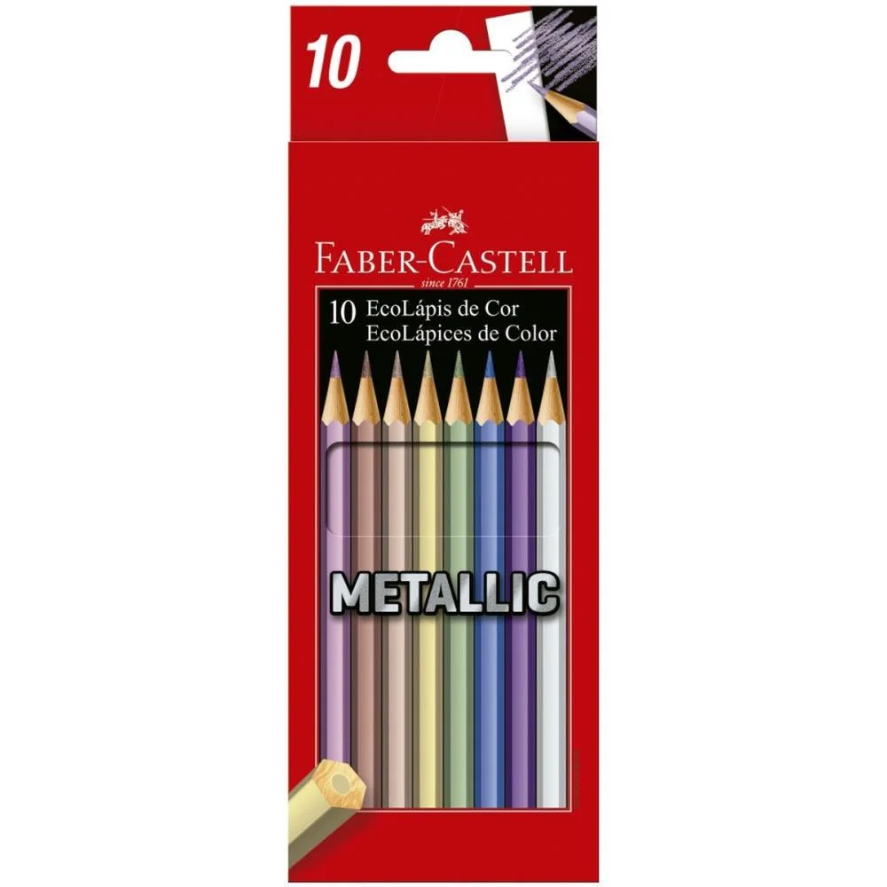 Lapis De Cor Sextavado Ecolapis 10 Cores Metallic Faber-Castell (Pct.c/12)