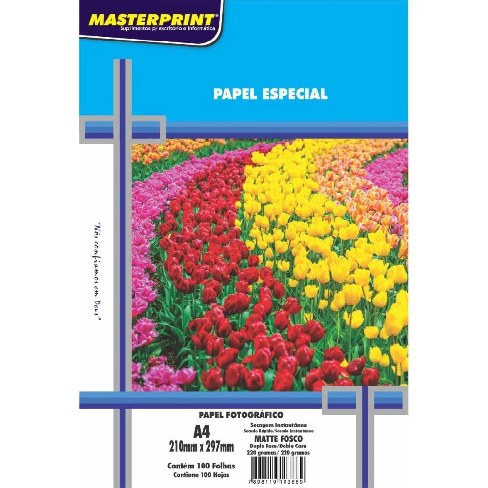 Papel Fotografico Inkjet A4 Matte D. Face 220G Masterprint C/ 100 Unidades