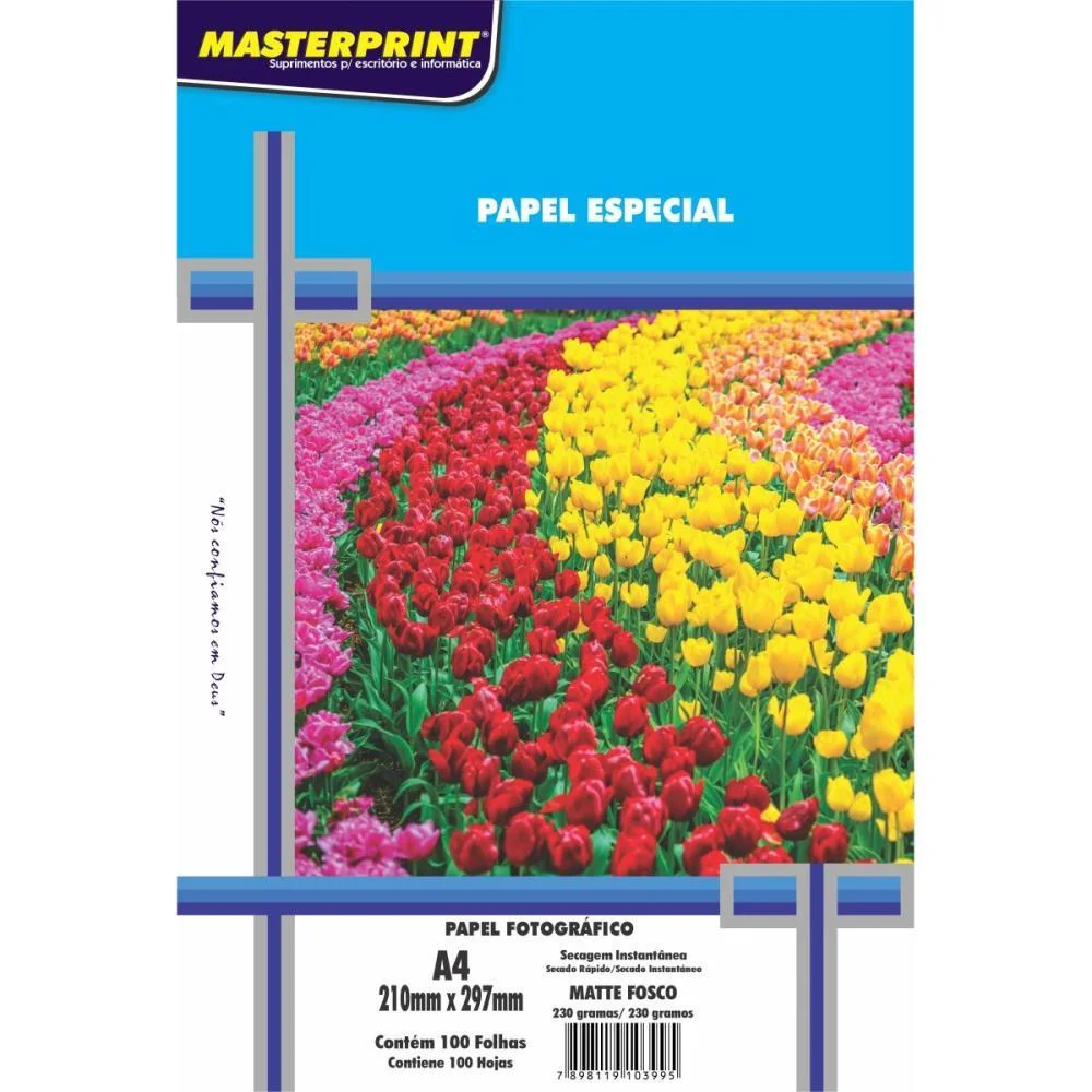 Papel Fotografico Inkjet A4 Matte 230G Masterprint C/ 100 Unidades